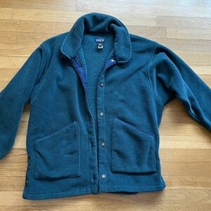 Vintage Patagonia Fleece Cardigan Green Button Jacket Made in Canada S